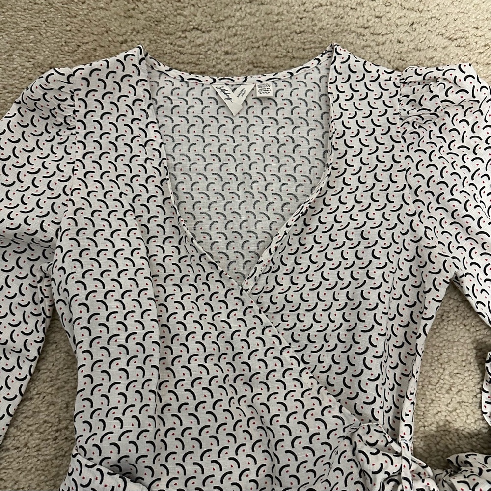 Billabong x Sincerely Jules Wrapped in Love Linen Blend Long Sleeve Blouse Small - Picture 4 of 5